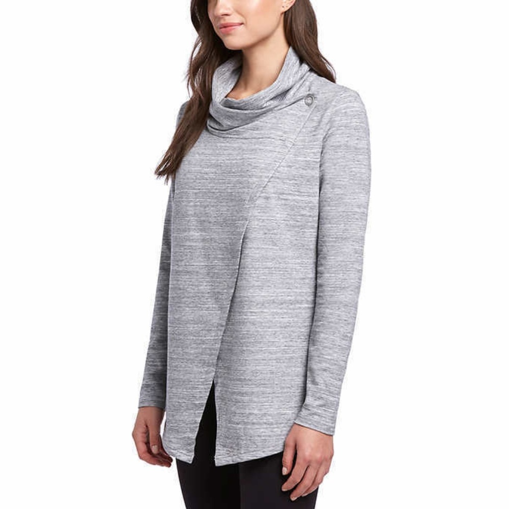 Danskin Women's long French Terry  Wrap Jacket - Picture 4 of 8